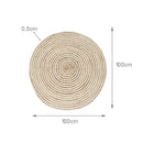 Alfombra redonda trenzada de yute blanca y natural de Ø 100 cm