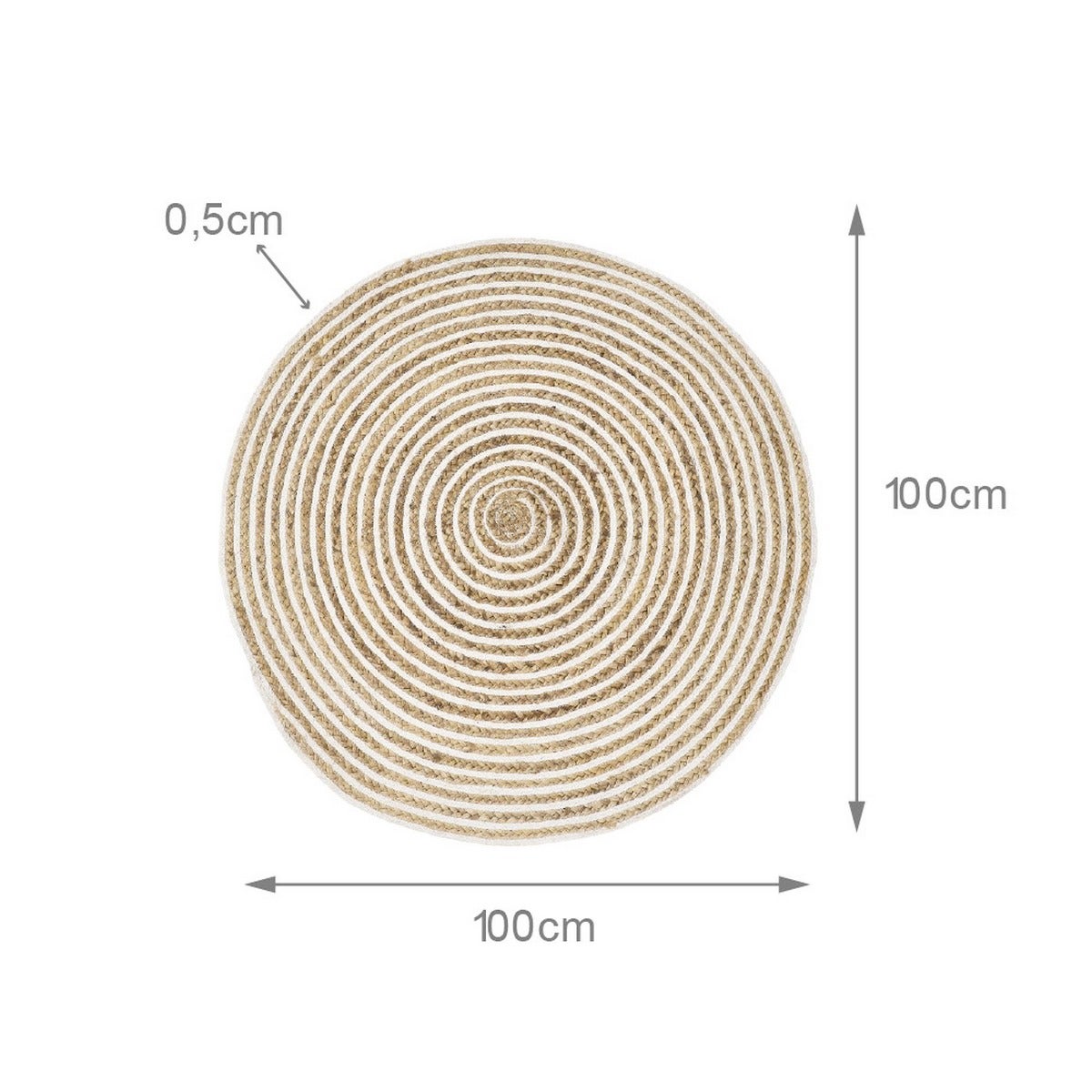 Alfombra de yute blanco de 100 cm