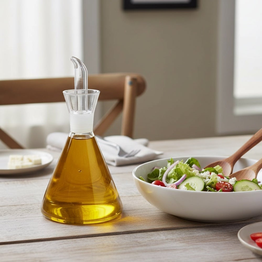 Aceitera antigoteo transparente de cristal 250 ml 9x9x19 cm