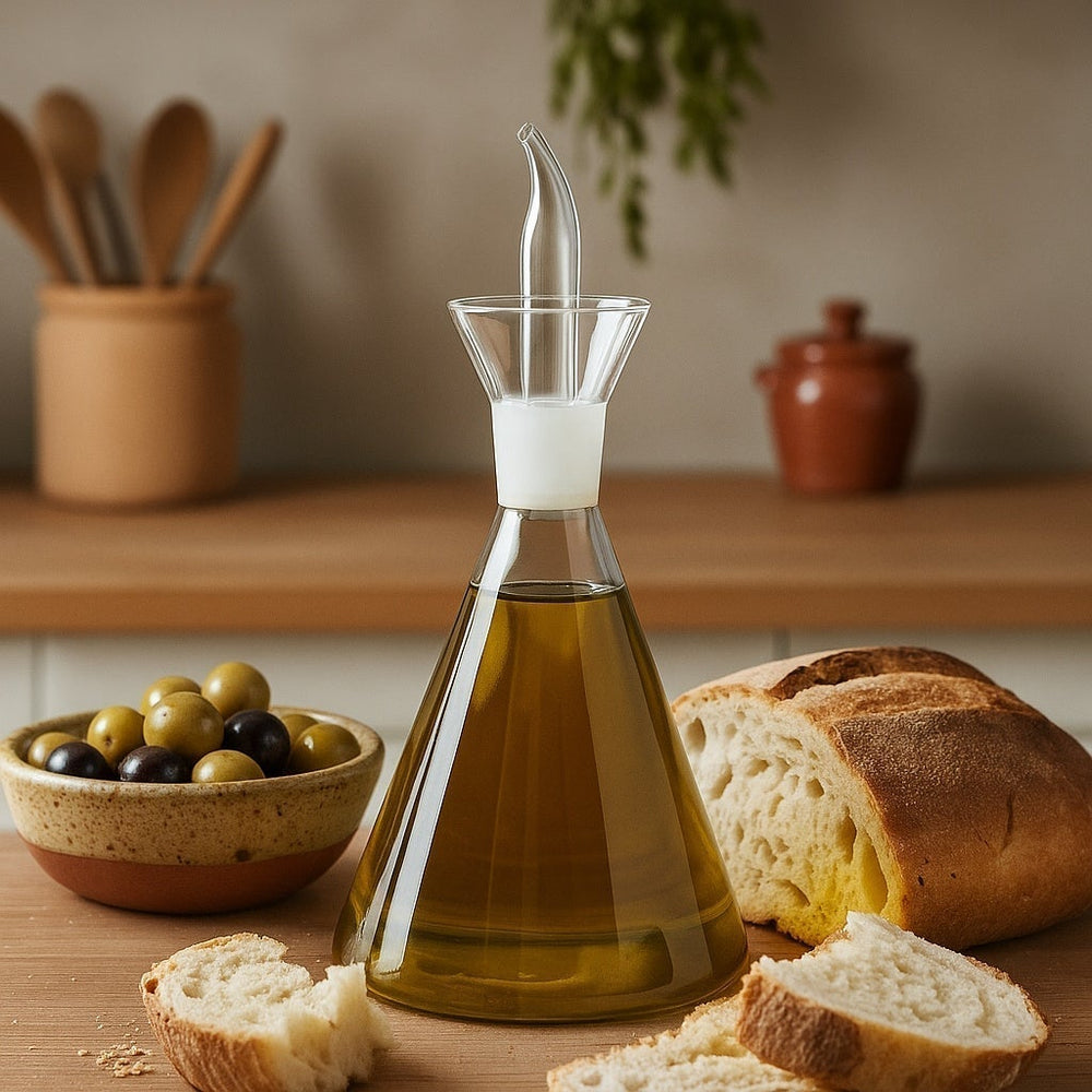 Aceitera antigoteo transparente de cristal 500 ml 10x10x22 cm