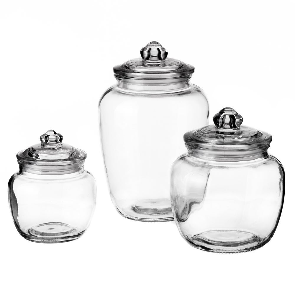 Juego de 3 botes bombonera de cristal transparente con tapa