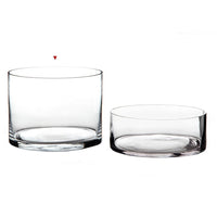 Jarrón cilíndrico de vidrio transparente