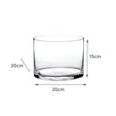 Jarrón cilíndrico de vidrio transparente