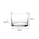 Jarrón cilíndrico de vidrio transparente