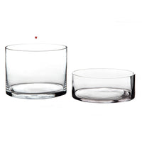 Jarrón cilíndrico de vidrio transparente