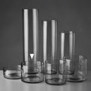 Jarrón cilíndrico de vidrio transparente