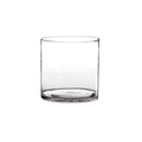 Jarrón cilíndrico transparente.