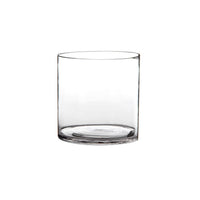 Jarrón cilíndrico transparente.