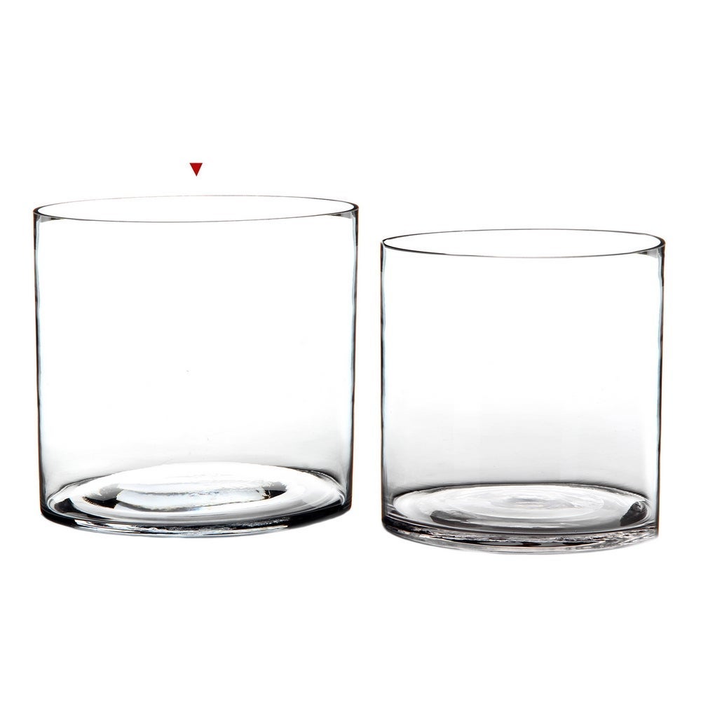 Jarrón cilíndrico de cristal transparente