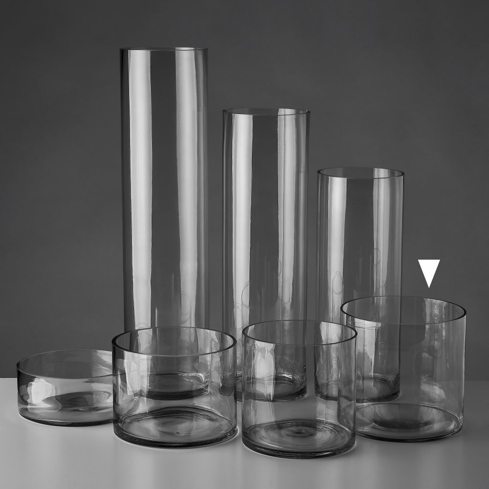 Jarrón cilíndrico de cristal transparente