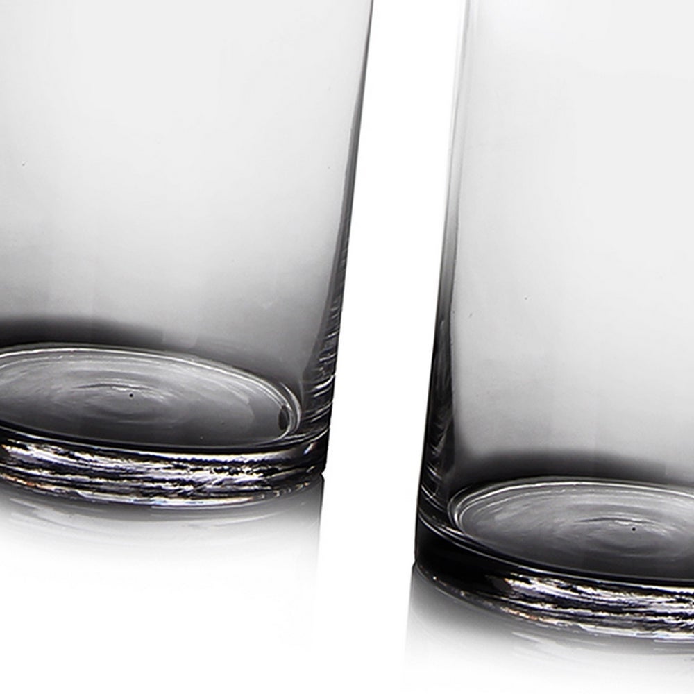 Jarrón cilíndrico de cristal transparente