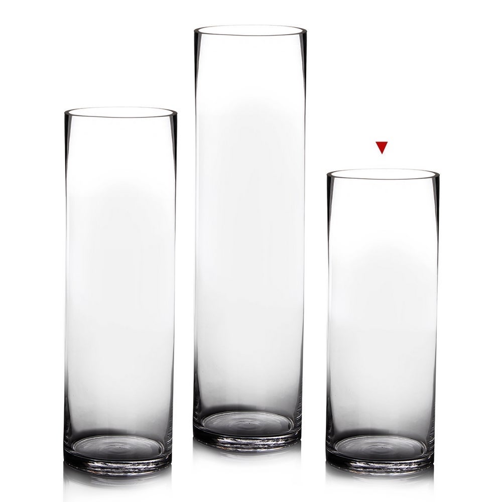 Jarrón cilíndrico de cristal transparente