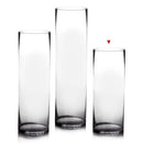 Jarrón cilíndrico de cristal transparente