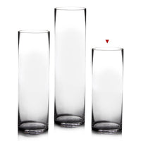 Jarrón cilíndrico de cristal transparente