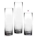 Jarrón cilíndrico de cristal transparente