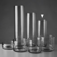 Jarrón cilíndrico de cristal transparente