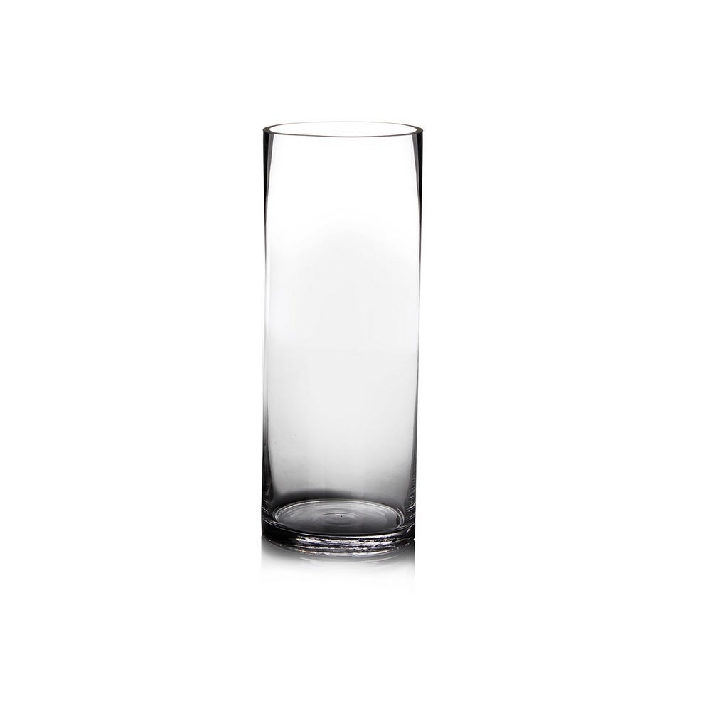 Jarrón cilíndrico de cristal transparente de Ø 15x40 cm