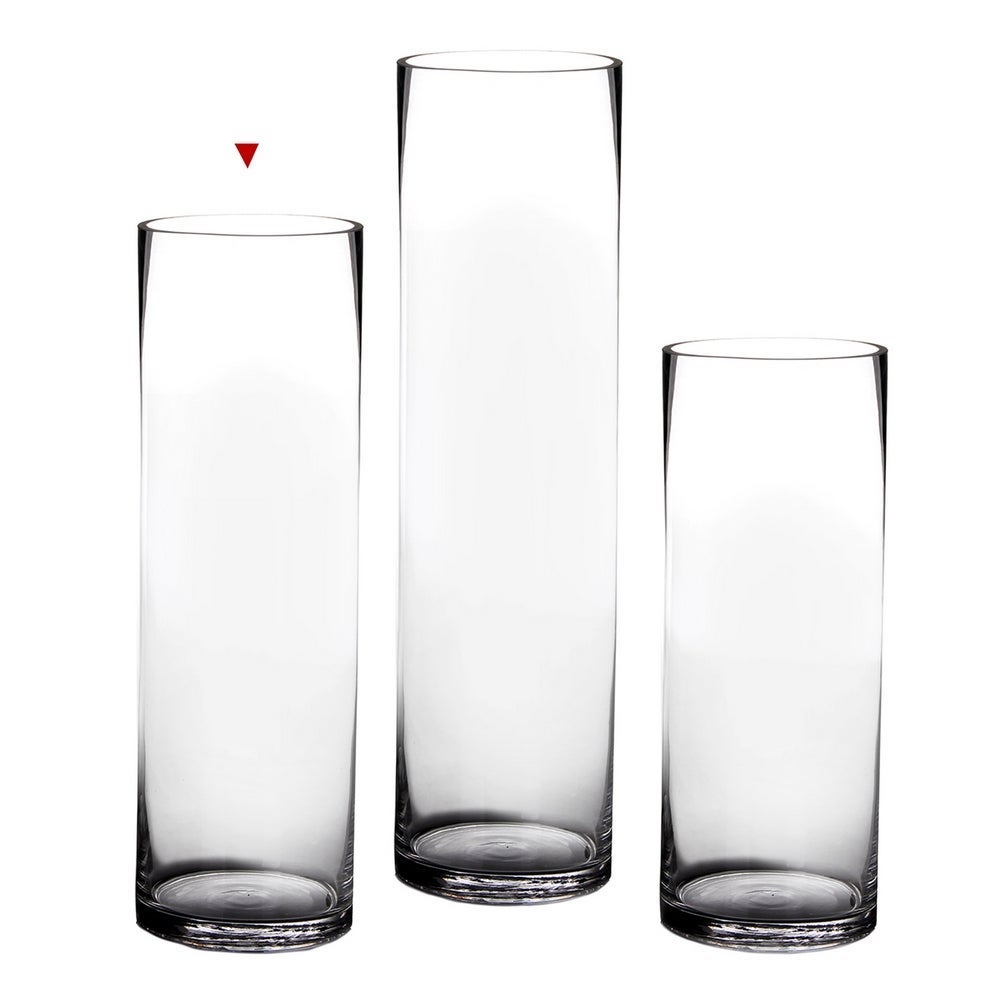 Jarrón de cristal transparente cilíndrico