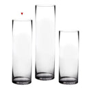 Jarrón de cristal transparente cilíndrico