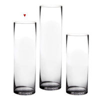 Jarrón de cristal transparente cilíndrico