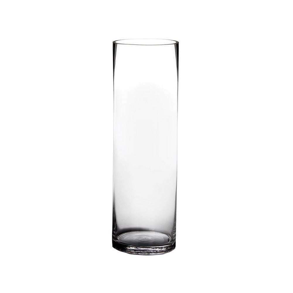 Jarrón cilíndrico de cristal transparente de Ø 15x50 cm