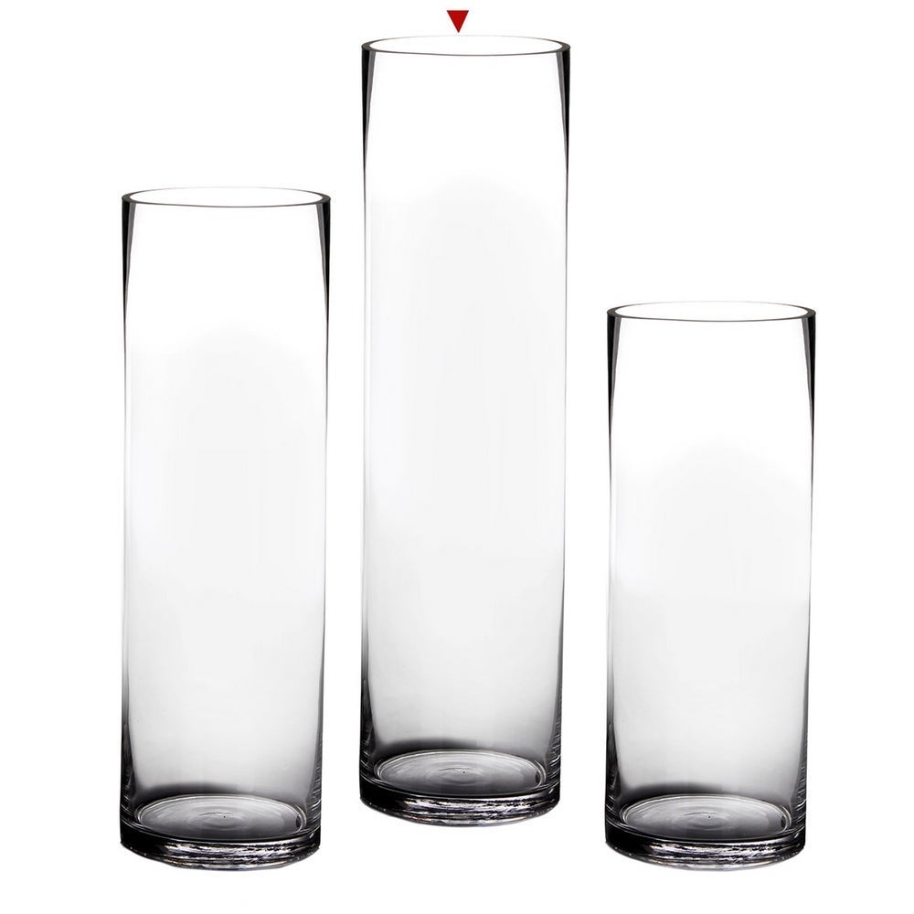 Jarrón cilíndrico de cristal transparente