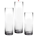 Jarrón cilíndrico de cristal transparente