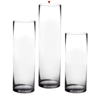 Jarrón cilíndrico de cristal transparente