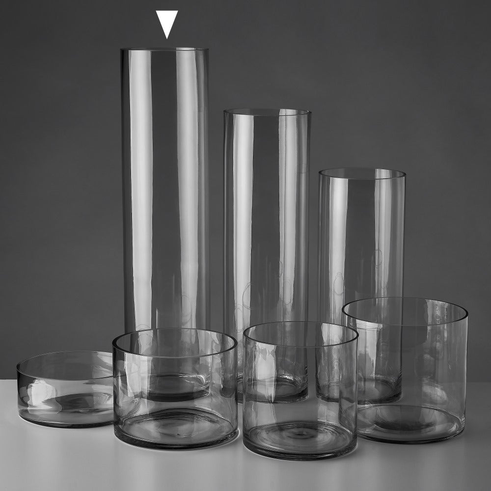 Jarrón cilíndrico de cristal transparente