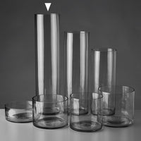 Jarrón cilíndrico de cristal transparente