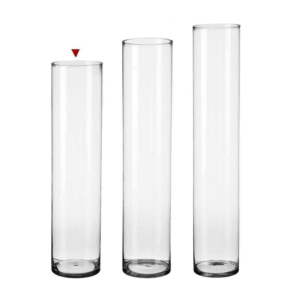 Jarrón cilíndrico de cristal transparente