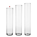 Jarrón cilíndrico de cristal transparente