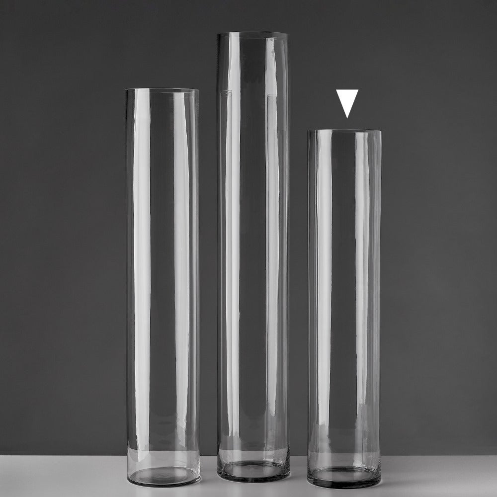 Jarrón cilíndrico de cristal transparente