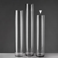 Jarrón cilíndrico de cristal transparente