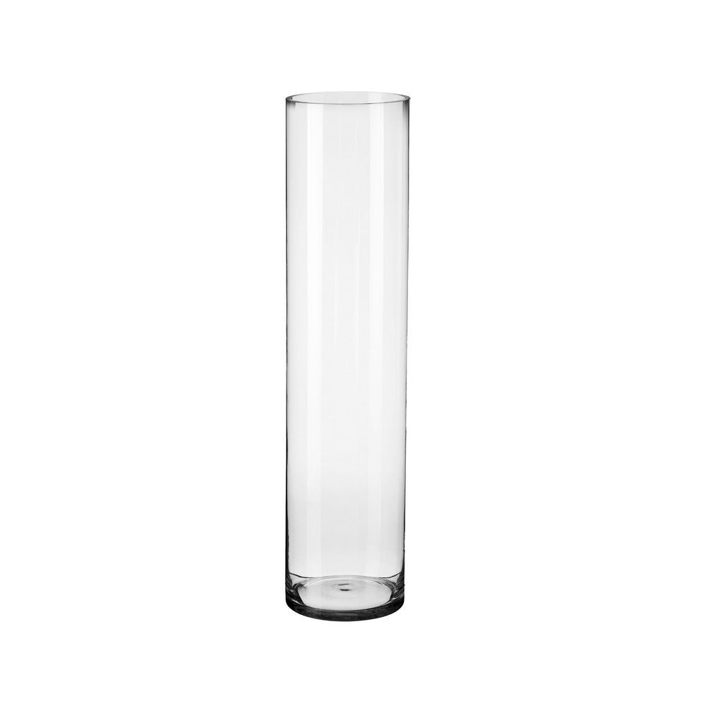 Jarrón cilíndrico de cristal transparente de Ø 15x70 cm