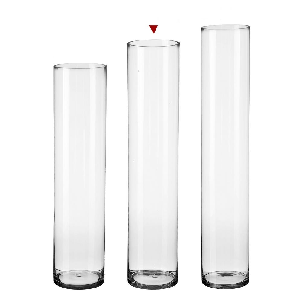 Jarrón cilíndrico de cristal transparente