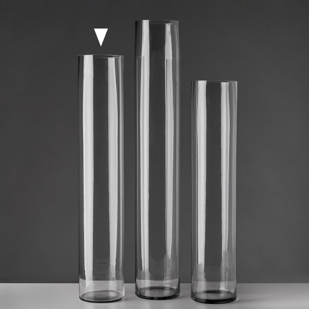 Jarrón cilíndrico de cristal transparente