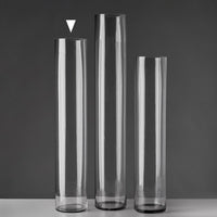 Jarrón cilíndrico de cristal transparente