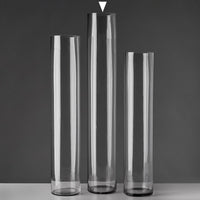 Jarrón de cristal transparente cilíndrico