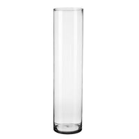 Jarrón de cristal transparente cilíndrico