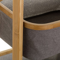 Mueble de bambú con 2 cestas de tela gris extraíbles