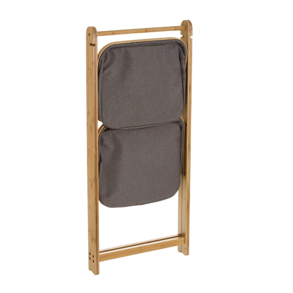 Mueble de bambú con 2 cestas de tela gris extraíbles