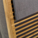 Cesto para ropa de bambú natural y tela gris