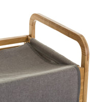 Cesto para ropa de bambú natural y tela gris
