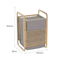 Cesto para ropa de bambú natural y tela gris