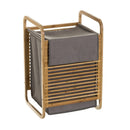 Cesto para ropa de bambú natural y tela gris