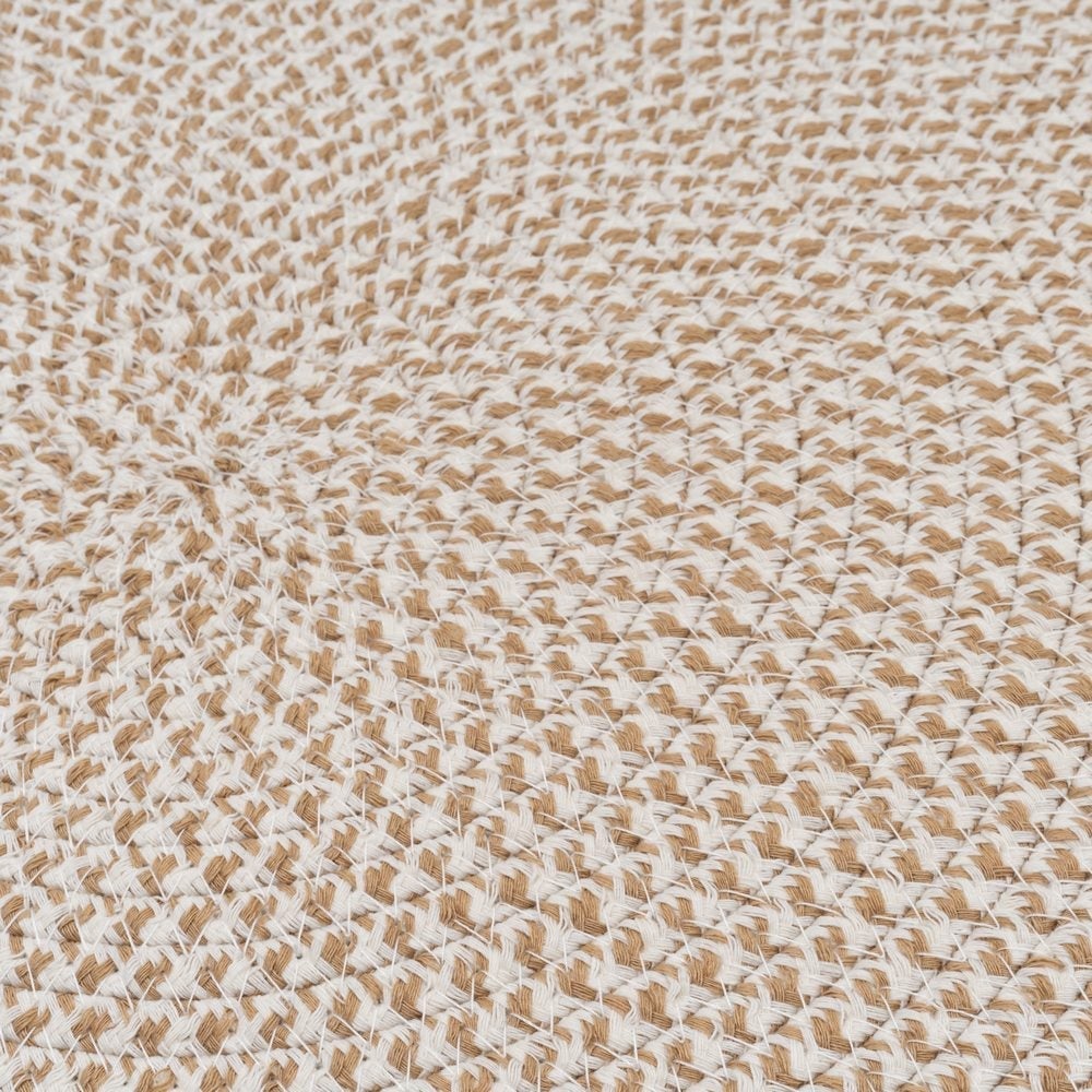 Alfombra trenzada blanco y natural de 110 cm