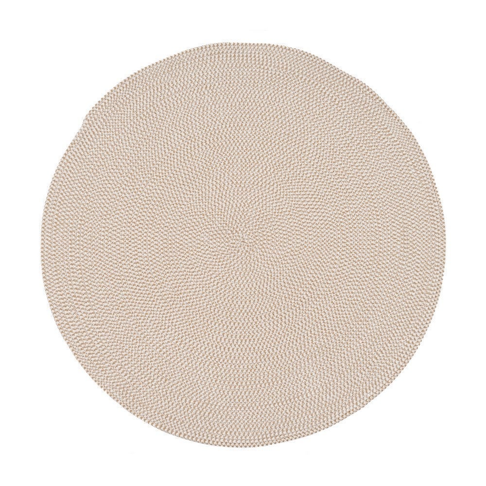 Alfombra redonda trenzada de cuerda blanca y natural de Ø 110 cm