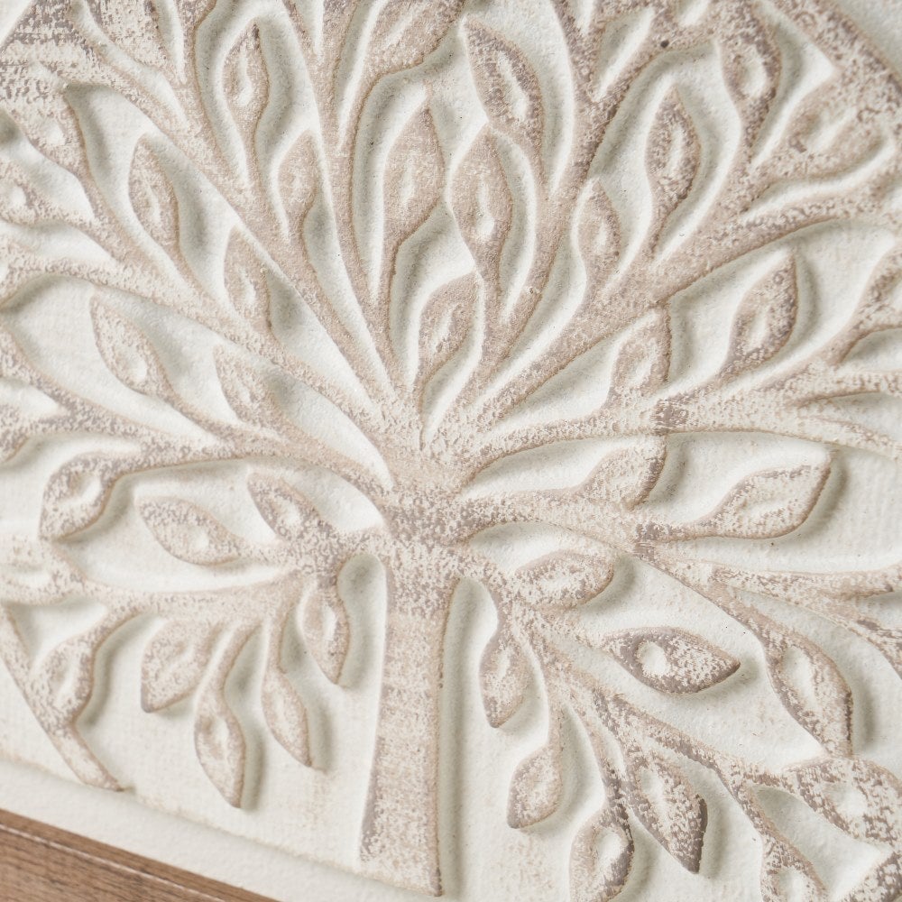 Tapa cuadro eléctrico Árbol de la Vida beige en relieve 50x35 cm