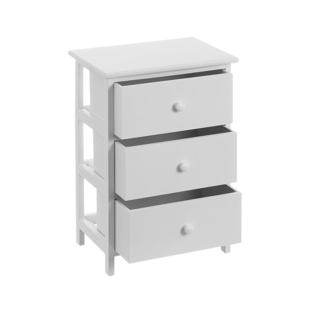 Mesita de noche 3 cajones blanco.